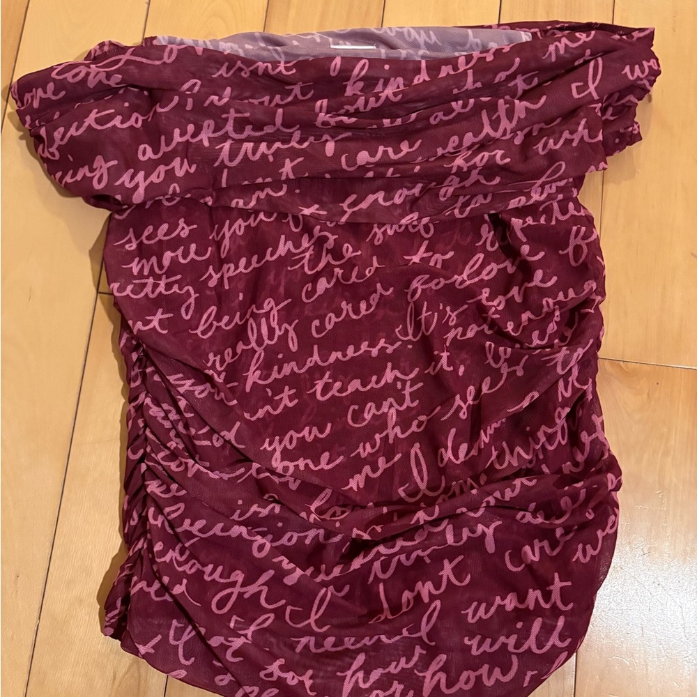 NWT Maeve from Anthropologie, Women's Burgundy Script Top